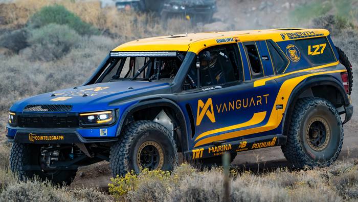Unlimited Truck Legends race vehicle number L27 at speed, Gerard Lopez