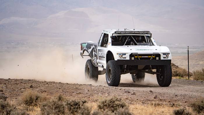 Unlimited Truck Legends race vehicle number L29 at speed, Brad Person