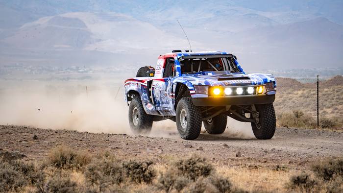 Unlimited Truck Legends race vehicle number L22 at speed, Robert Malone