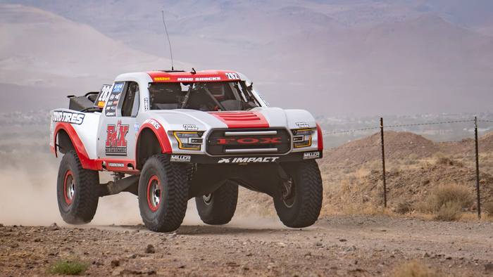 Unlimited Truck SPEC race vehicle number 282 at speed, Brady Fox