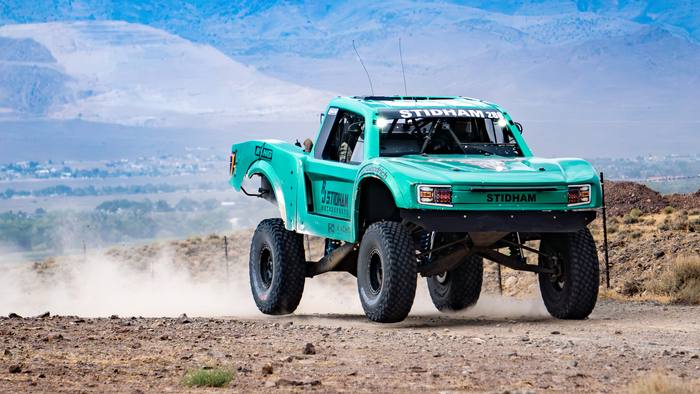 Unlimited Truck SPEC race vehicle number 280 at speed, RJ Stidham