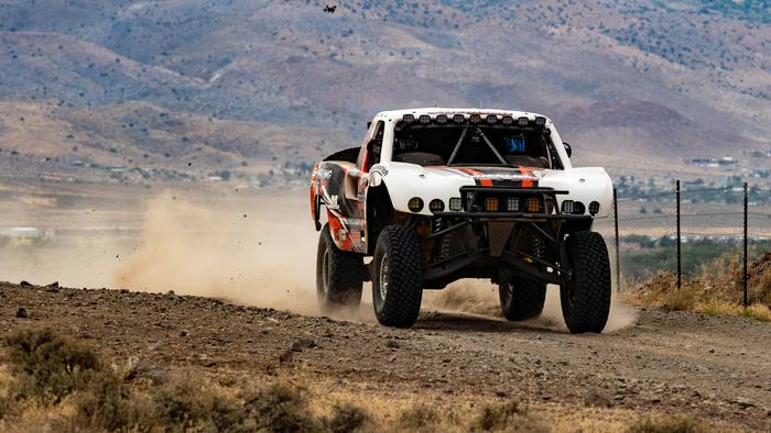 Unlimited Truck (2WD) race vehicle at speed, Herling Racing