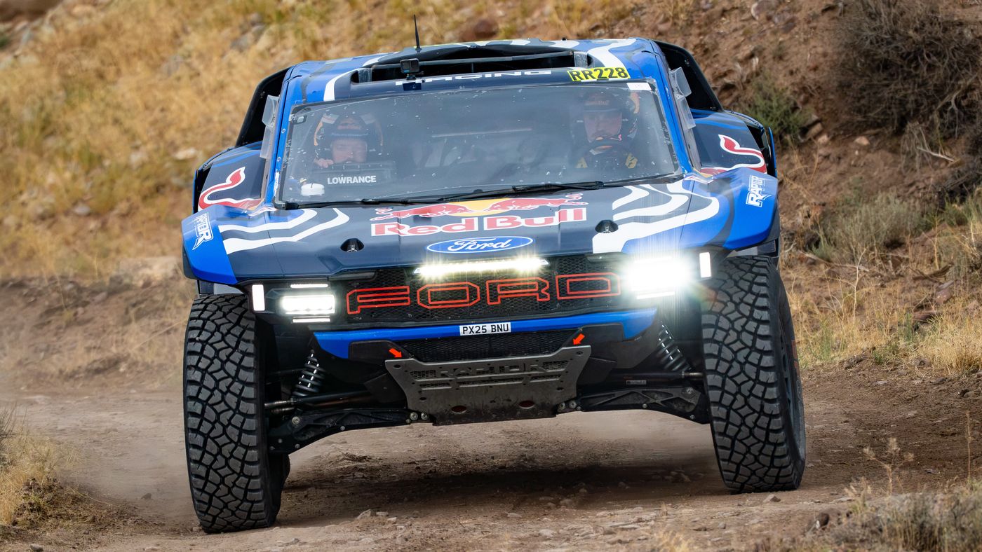 Rally Raid (4WD) race vehicle number RR228 at speed, Mitch Guthrie