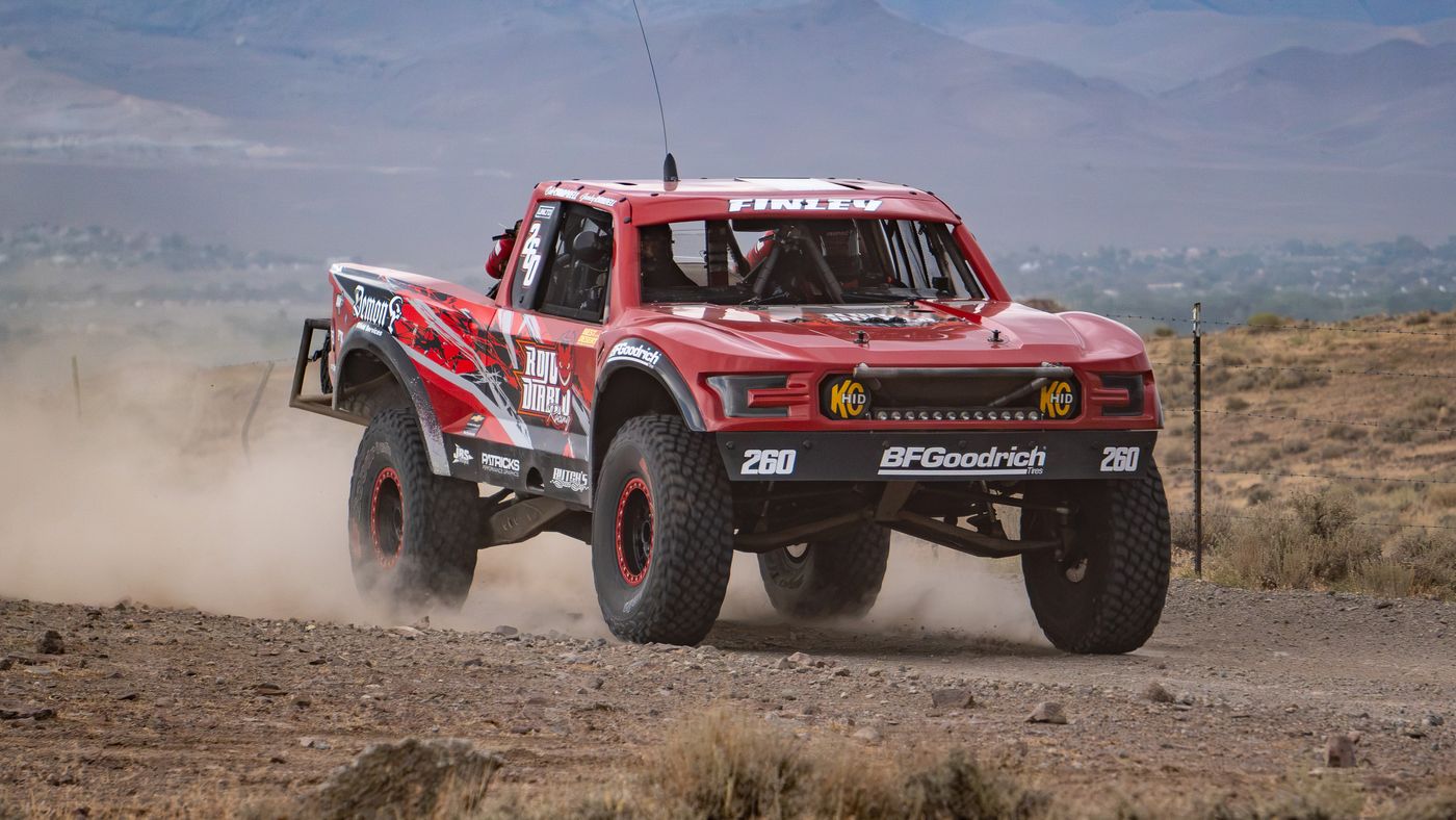 Unlimited Truck SPEC race vehicle number 260 at speed, Cory Finley
